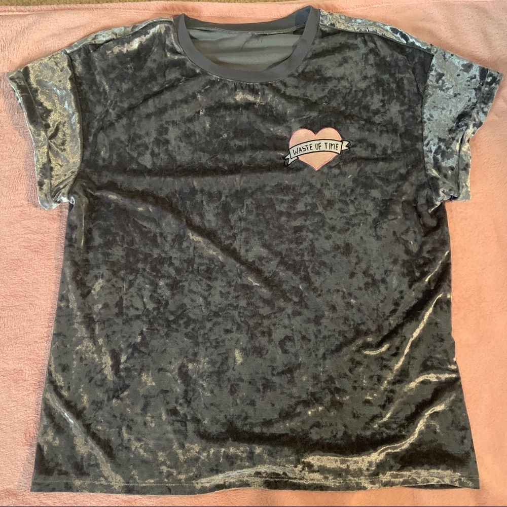 grey velvet shirt